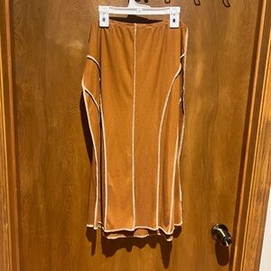 EARTHBOUND Tan Ribbed Pencil Skirt